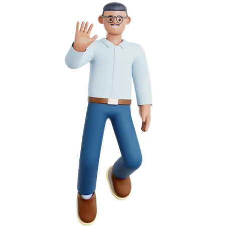 Man Waving Hand While Floating  3D Illustration