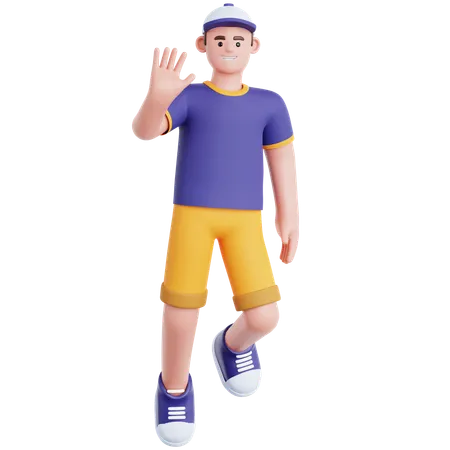 Man Waving Hand While Floating  3D Illustration