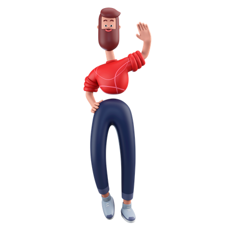 Man Waving Hands  3D Illustration