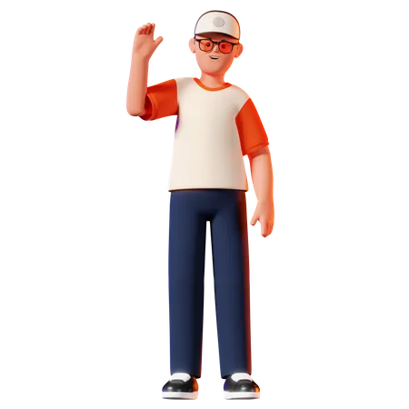 Man Waving Hello Pose  3D Illustration