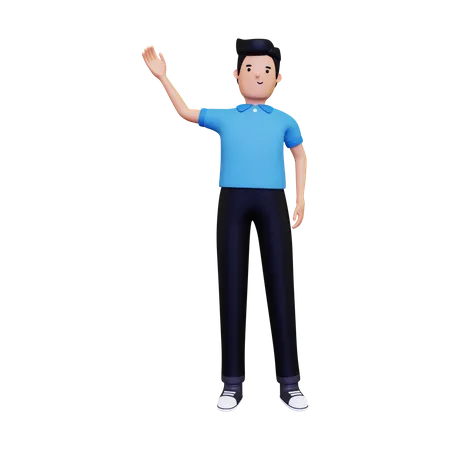 Man waving his hand  3D Illustration