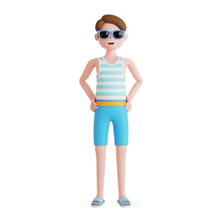 Man wearing beach clothes  3D Illustration