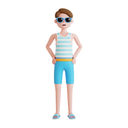 Man wearing beach clothes 3D Illustration