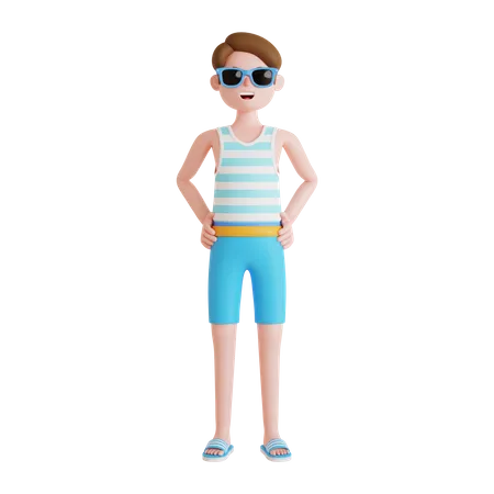 Man wearing beach clothes  3D Illustration