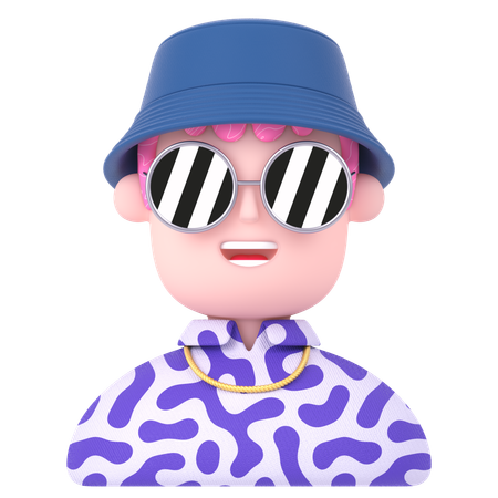 Man Wearing Hat  3D Icon