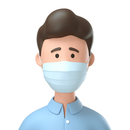 Man wearing medical mask  3D Icon