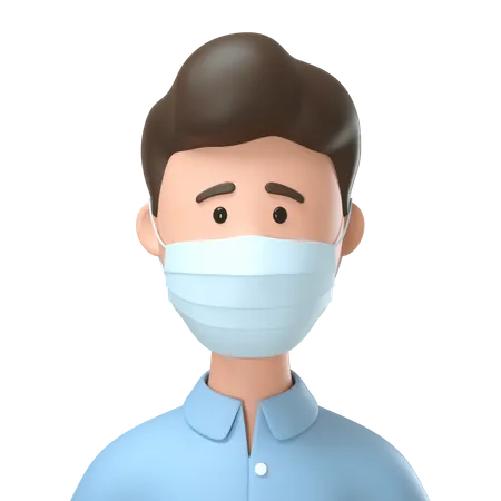 Man wearing medical mask  3D Illustration