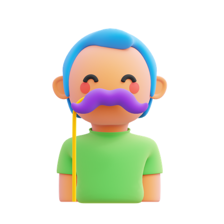 Man Wearing Mustache Mask  3D Icon