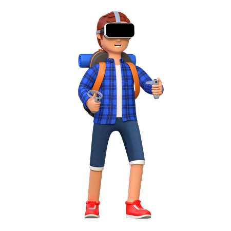 Man wearing virtual reality headset  3D Illustration