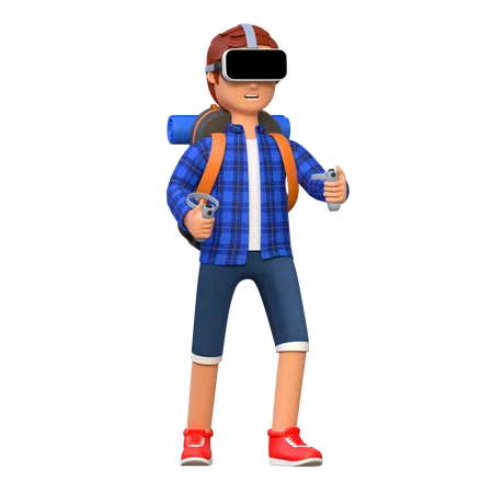 Man wearing virtual reality headset  3D Illustration