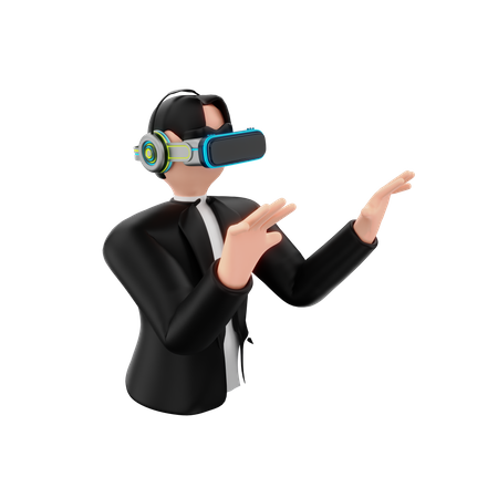 Man Wearing Vr Goggles  3D Icon