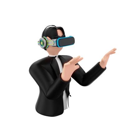 Man Wearing Vr Goggles  3D Illustration