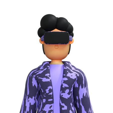 Man wearing VR Goggles 3D Illustration