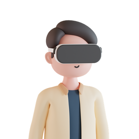 Man wearing VR goggles 3D Illustration