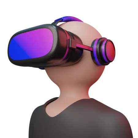 Man wearing VR googles 3D Illustration