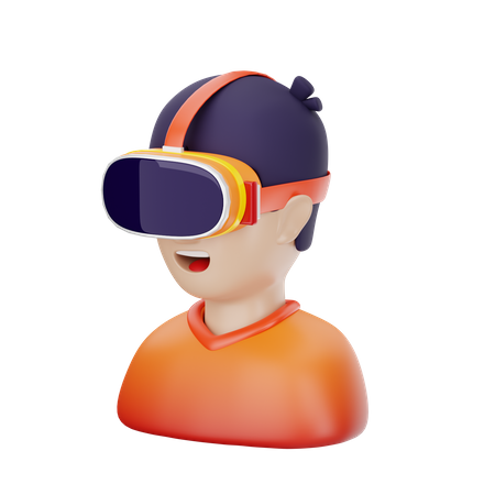 Man Wearing Vr Headset  3D Icon