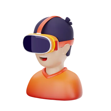 Man Wearing Vr Headset  3D Icon