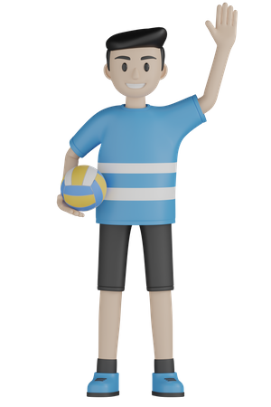Man Weaving Hand While Holding Volleyball 3D Illustration