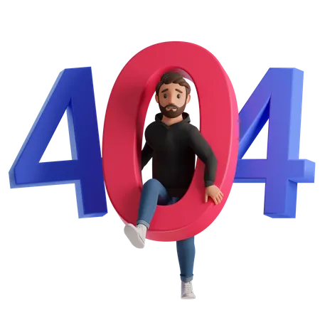 Man with 404 error 3D Illustration
