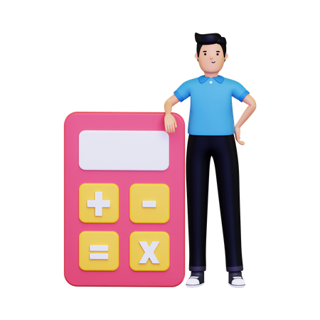 Man with a calculator 3D Illustration