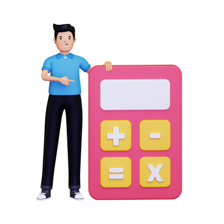 Man with a calculator 3D Illustration