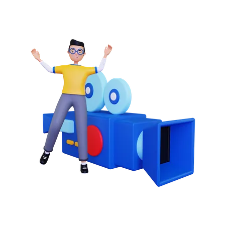 Man with a camcorder  3D Illustration