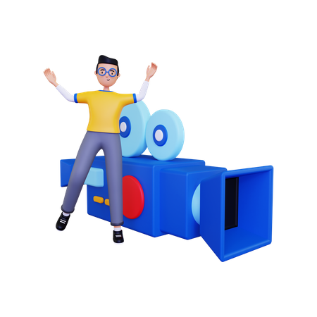 Man with a camcorder 3D Illustration