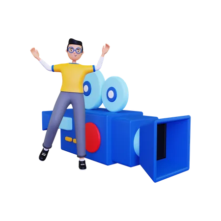 Man with a camcorder 3D Illustration