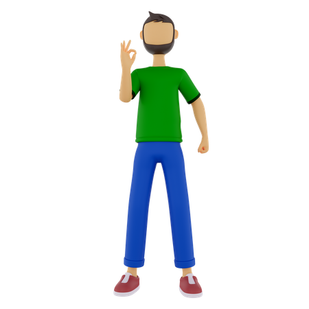 Man With A Ok Hand Gesture  3D Illustration