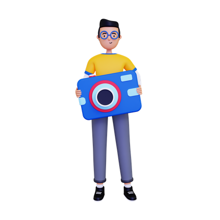 Man with a pocket camera  3D Illustration