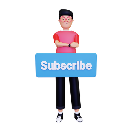Man with a subscribe button  3D Icon