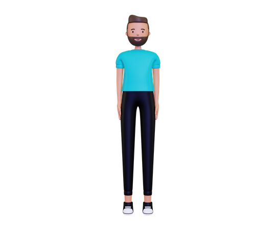 Man with beard standing and giving pose 3D Illustration