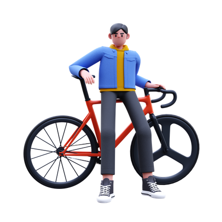 Man With Bike  3D Illustration