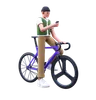 Man With Bike While Watching Mobile