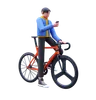 Man With Bike While Watching Mobile