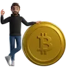Man with bitcoin showing a OK gesture