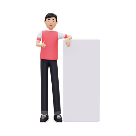 Man With Blank Placard For Advertising  3D Illustration