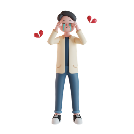 Man with broken heart  3D Icon