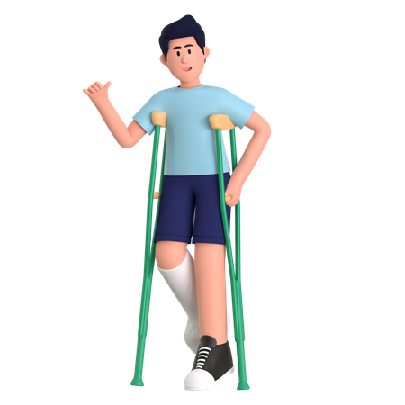 Man With Broken Leg  3D Illustration