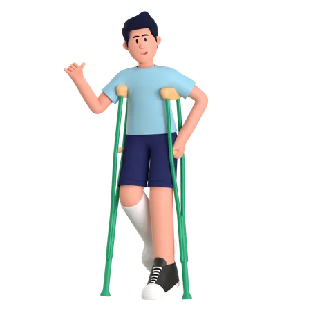 Man With Broken Leg  3D Illustration