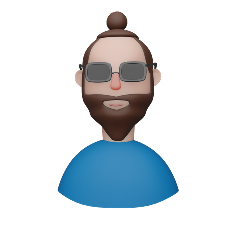 Man with bun 3D Illustration