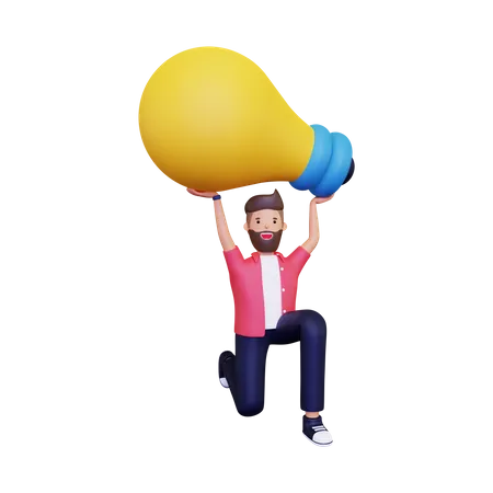 Man with business idea  3D Illustration