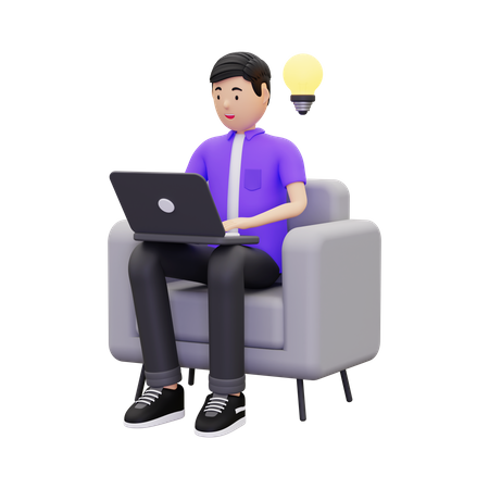 Man With Business Idea  3D Illustration