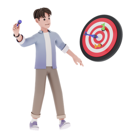 Man With Business Target  3D Illustration