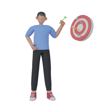 Man With Business Target  3D Illustration