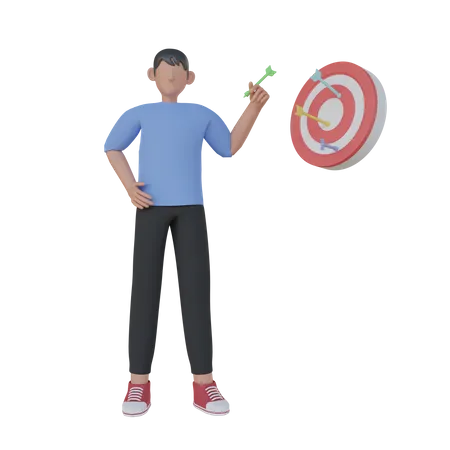 Man With Business Target  3D Illustration