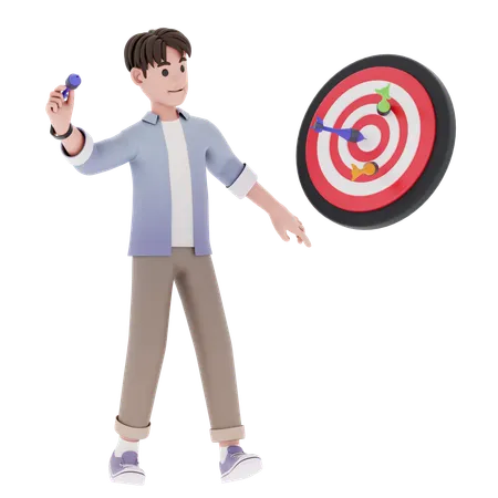 Man With Business Target  3D Illustration