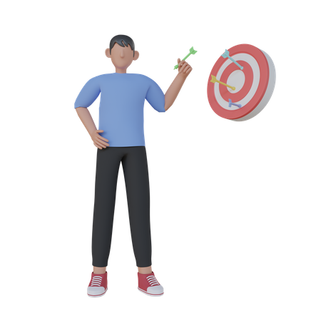 Man With Business Target 3D Illustration
