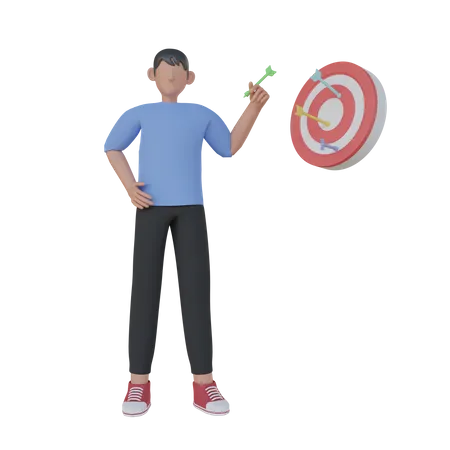 Man With Business Target 3D Illustration