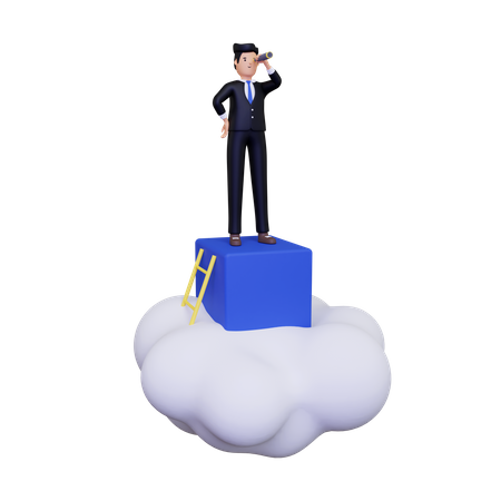 Man with Business vision  3D Illustration